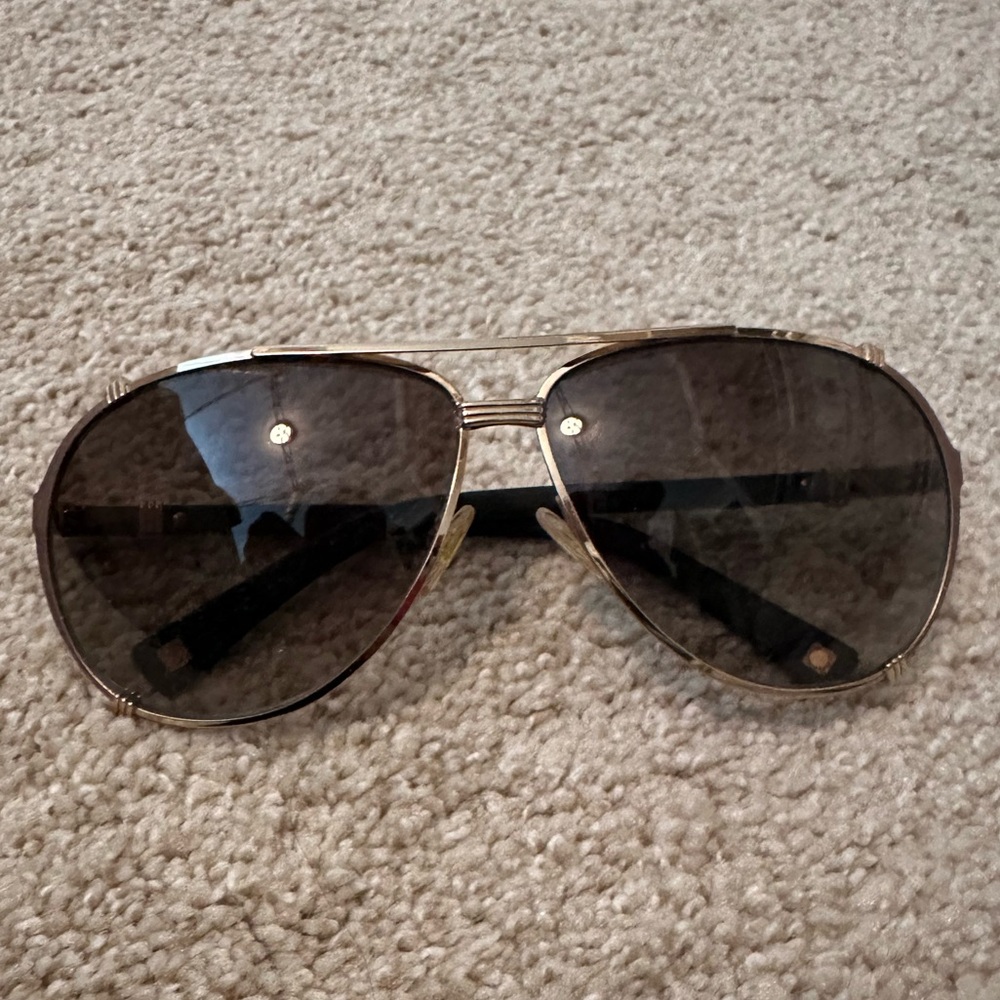 Dior Gold and Black Aviator Sunglasses
